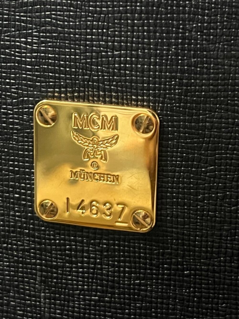 MCM Black Leather Small Bucket Bag With Gold Hardware & Logo Accents - Picture 7 of 9